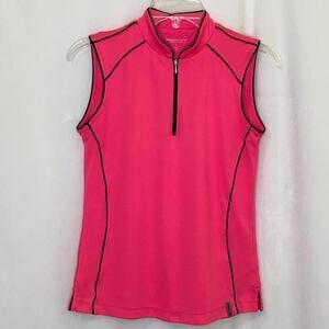 Maggie Lane hot pink black sleeveless mock neck golf shirt women's size small